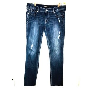 Express Distressed Straight Leg Jeans